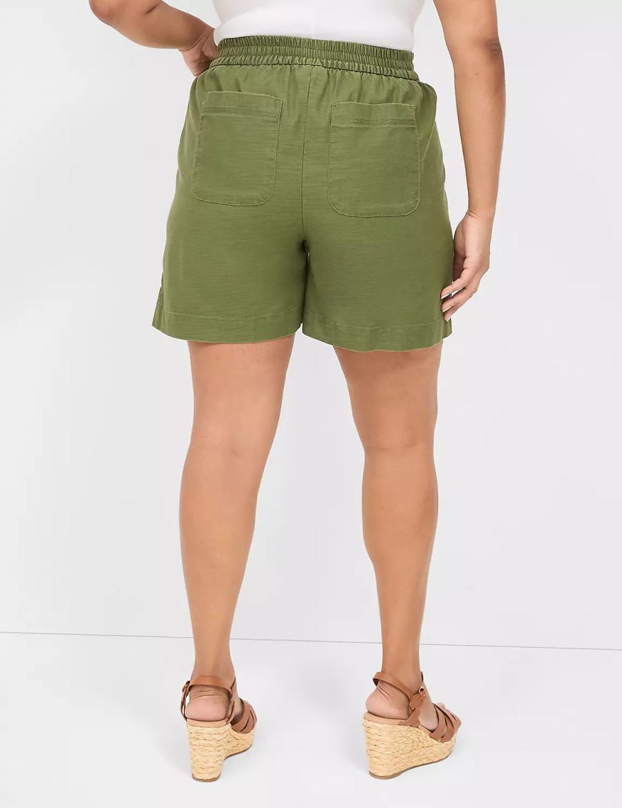 Lane Bryant Slub Pull-On Women Shorts Green | RHM9560PG