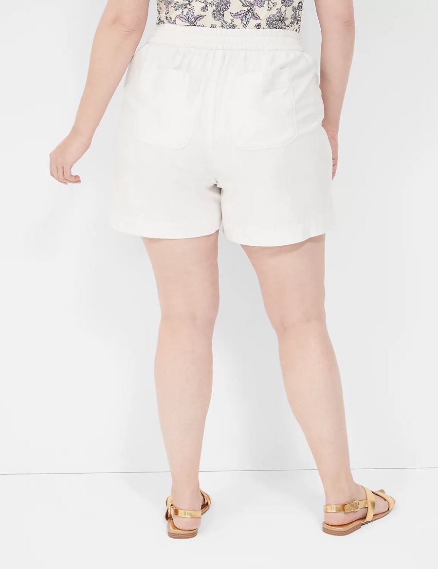 Lane Bryant Slub Pull-On Women Shorts White Rose | ULP8056QN