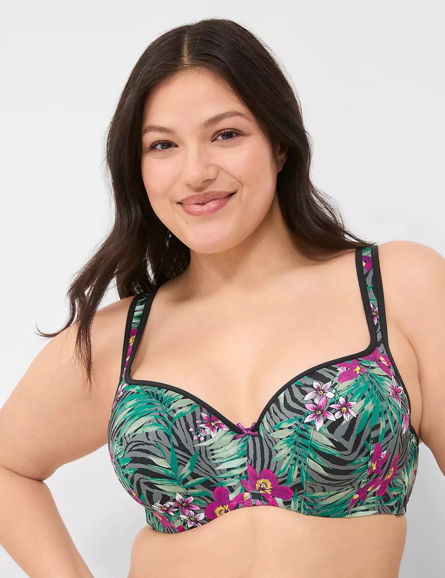 Lane Bryant Smooth Lightly Lined Women Balconette Bra Green Multicolor | KTI371BI