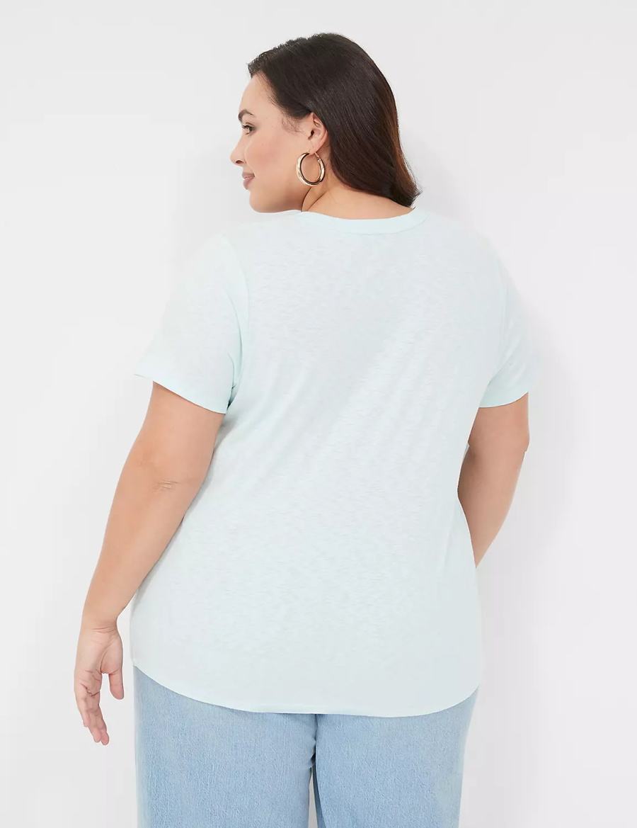 Lane Bryant Spring Graphic Tee Women T Shirts Blue | GTZ7970KP