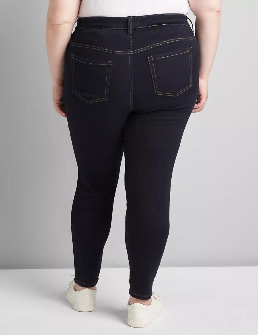 Lane Bryant Straight Fit High-Rise Sateen Skinny Women Jeans Dark Blue | ZZR8896SA