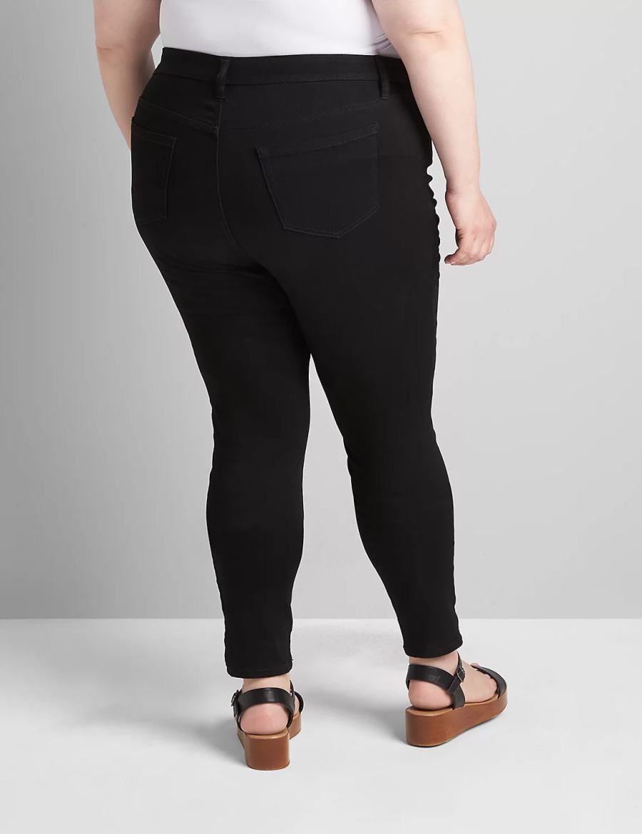 Lane Bryant Straight Fit High-Rise Sateen Skinny Women Jeans Black | LUD13GG