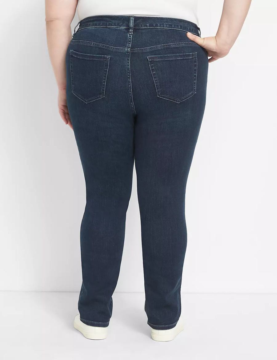 Lane Bryant Straight Fit High-Rise Straight Women Jeans Dark Blue | AAH6036NL