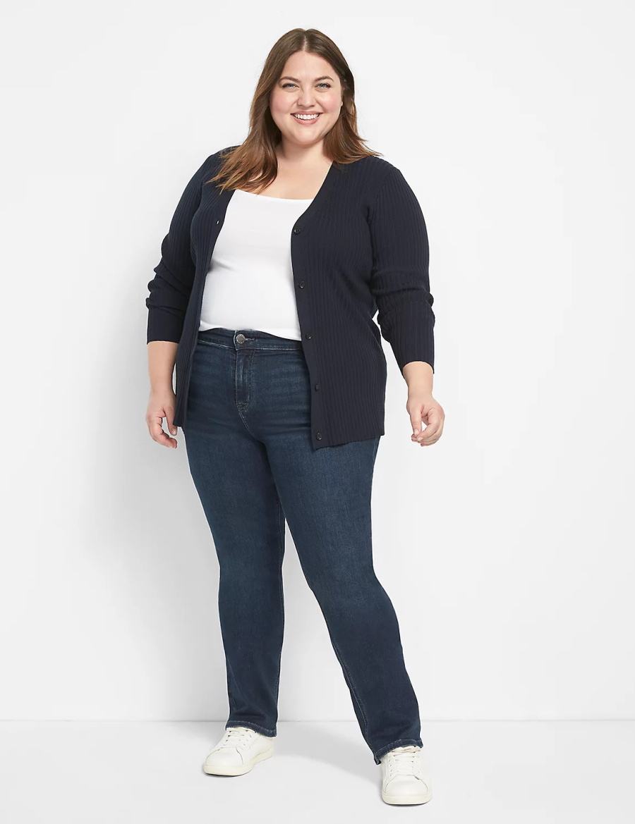 Lane Bryant Straight Fit High-Rise Straight Women Jeans Dark Blue | AAH6036NL