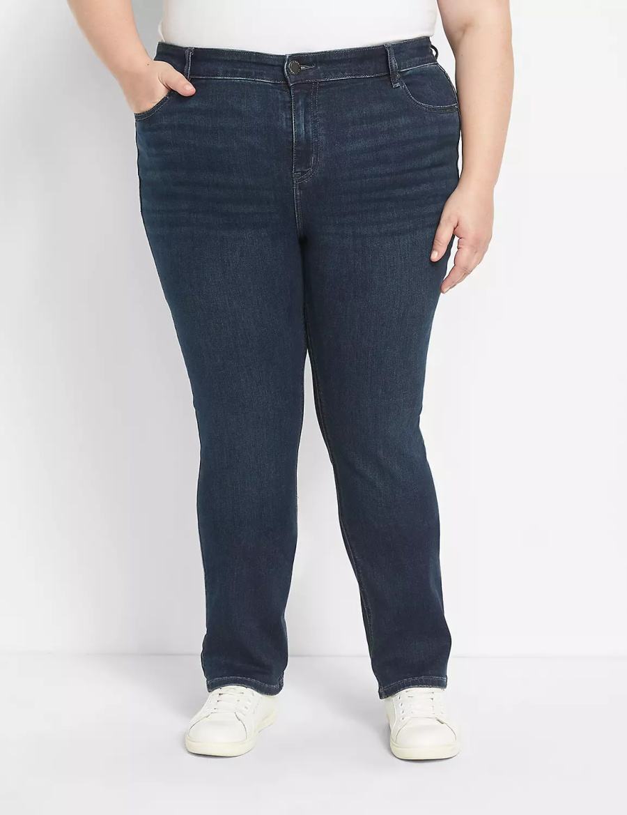 Lane Bryant Straight Fit High-Rise Straight Women Jeans Dark Blue | AAH6036NL