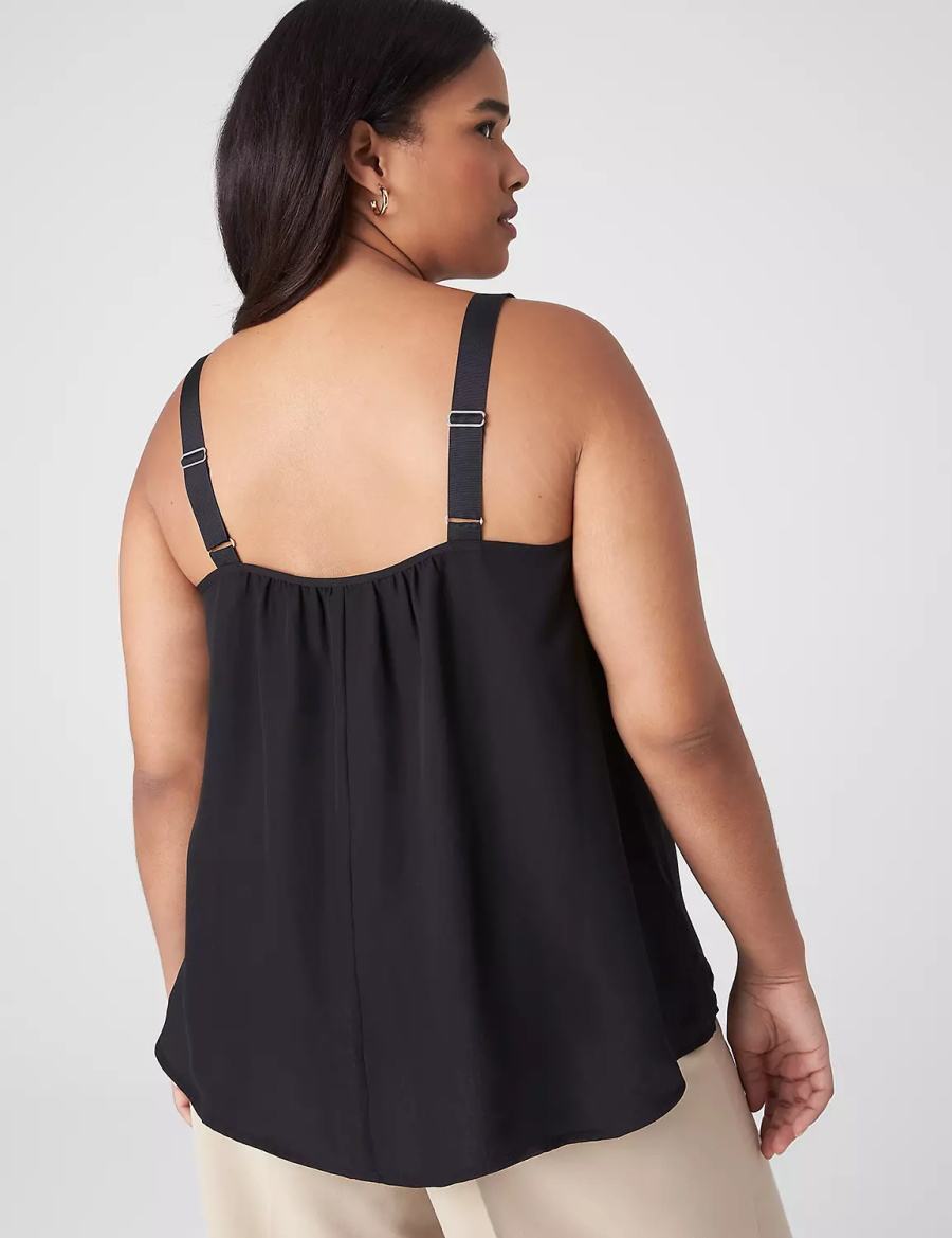 Lane Bryant Straight Hem Cami With Grosgrain Ribbon Straps Women Tank Top Black | VFF159QG