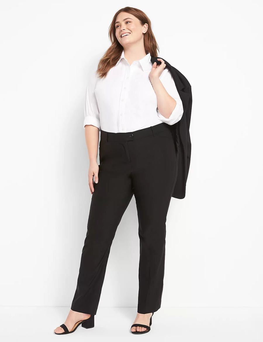 Lane Bryant Straight Leg 4-Season Women Pants Black | EZZ8090DK