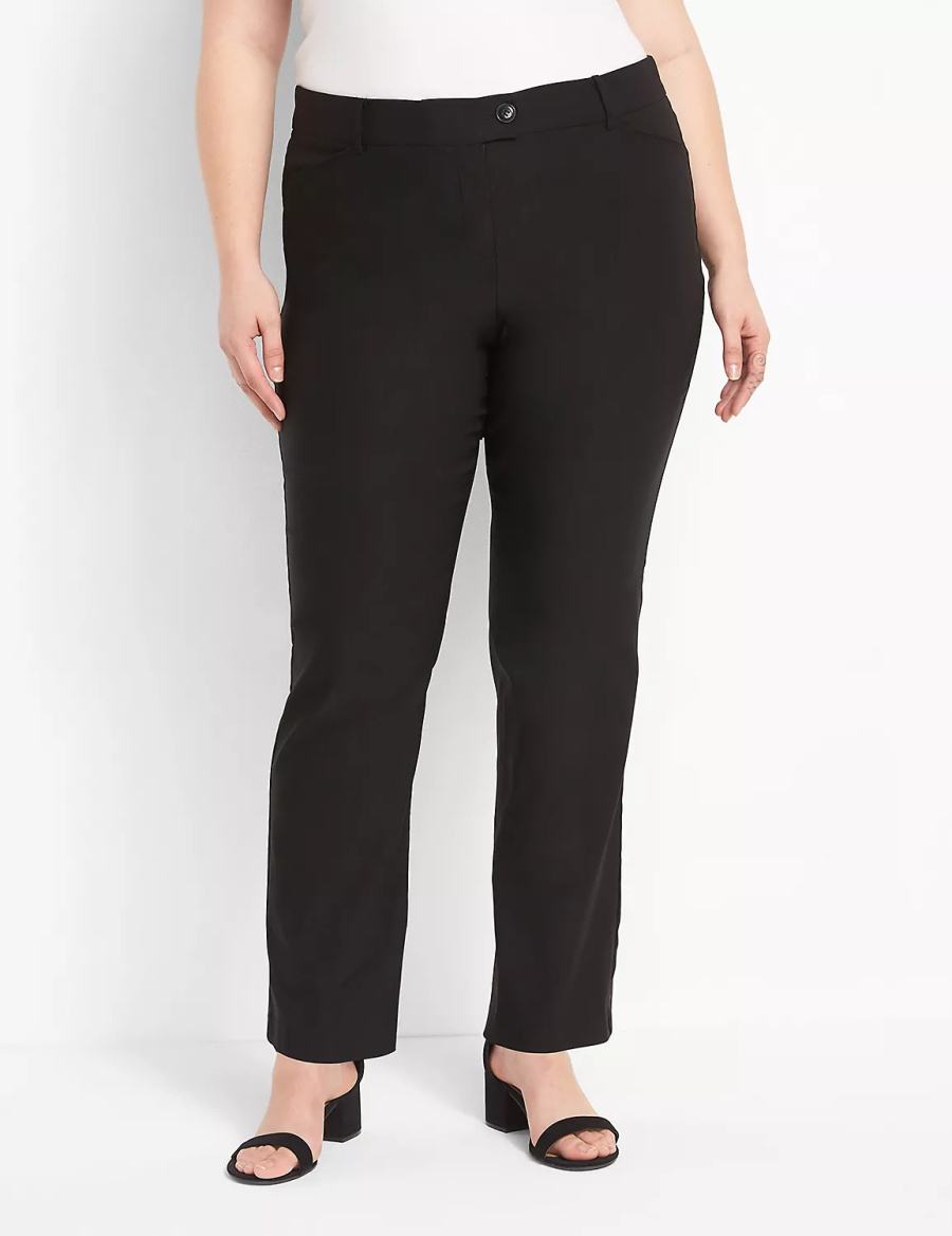 Lane Bryant Straight Leg 4-Season Women Pants Black | EZZ8090DK