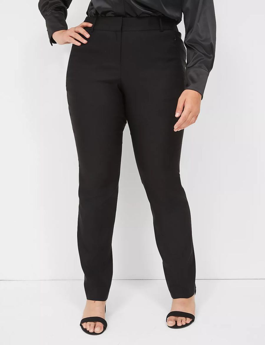 Lane Bryant Straight Leg 4-Season Women Pants Black | OUU8488CG