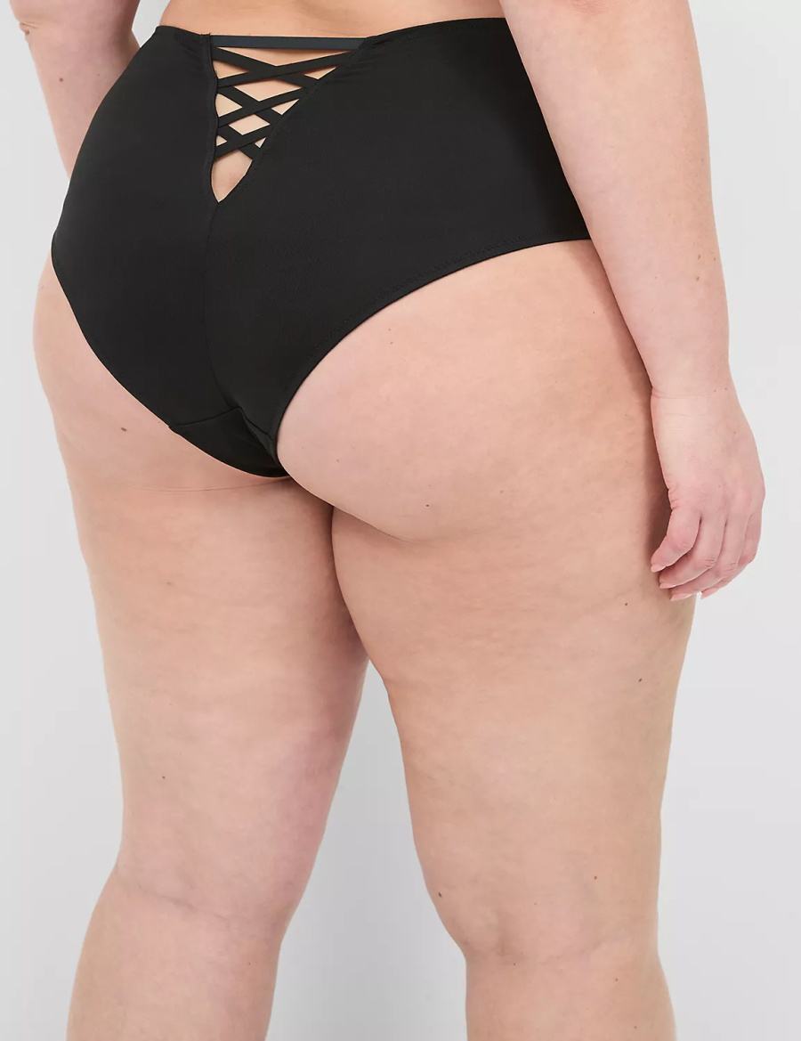 Lane Bryant Strappy-Back Brief Women Briefs Black | BRQ8562MD