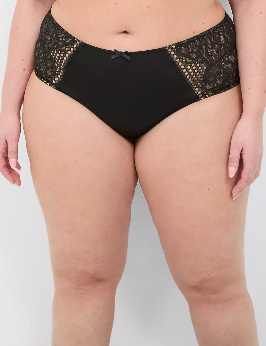 Lane Bryant Strappy-Back Brief Women Briefs Black | BRQ8562MD