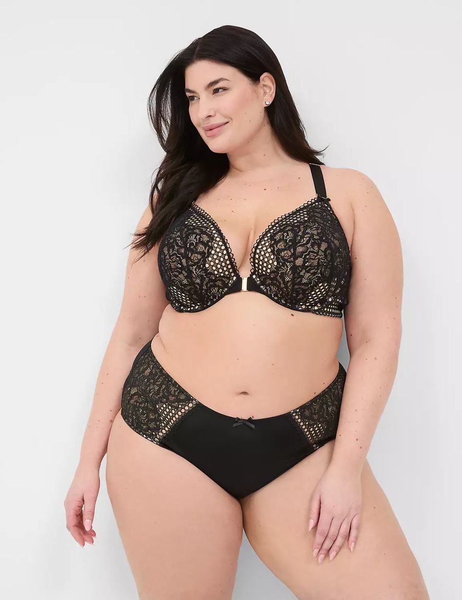 Lane Bryant Strappy-Back Brief Women Briefs Black | BRQ8562MD