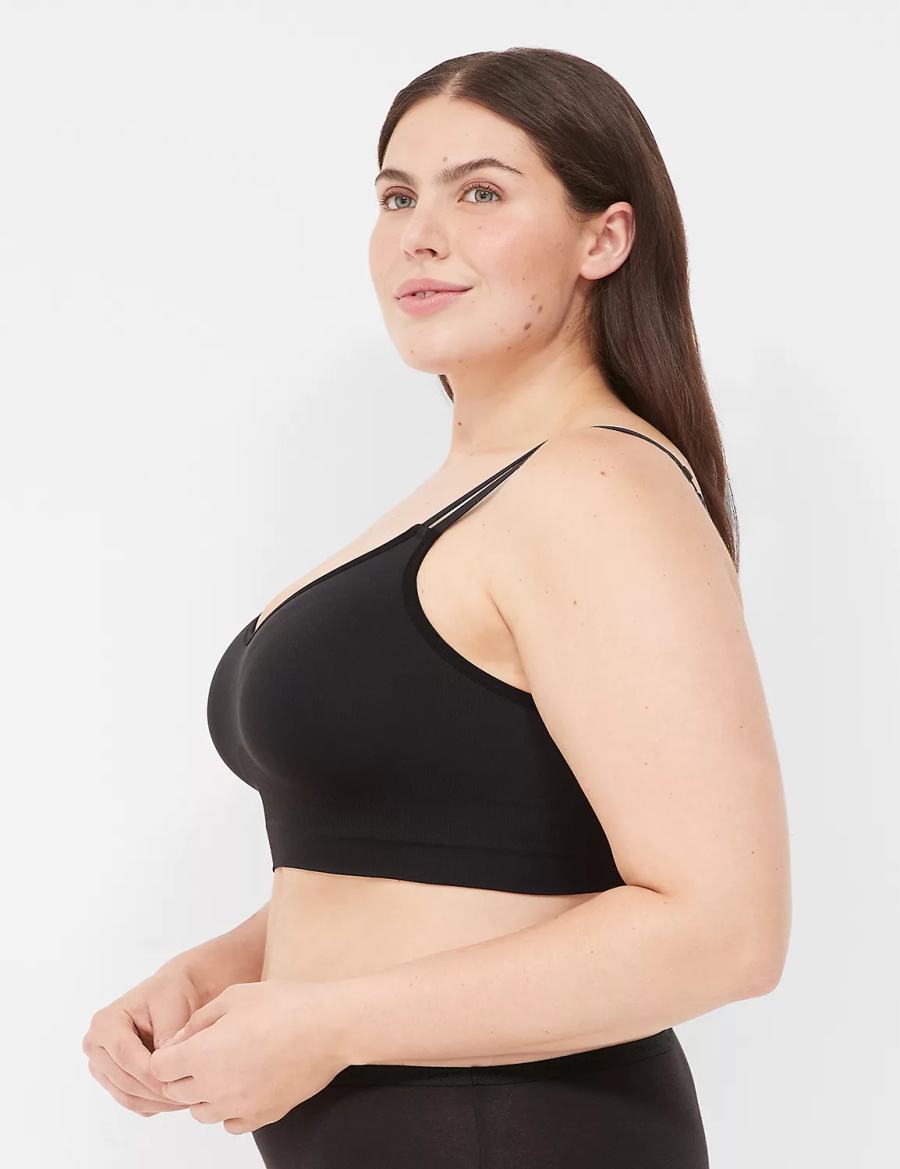 Lane Bryant Strappy Seamless Women Bralettes Black | MES7812QY