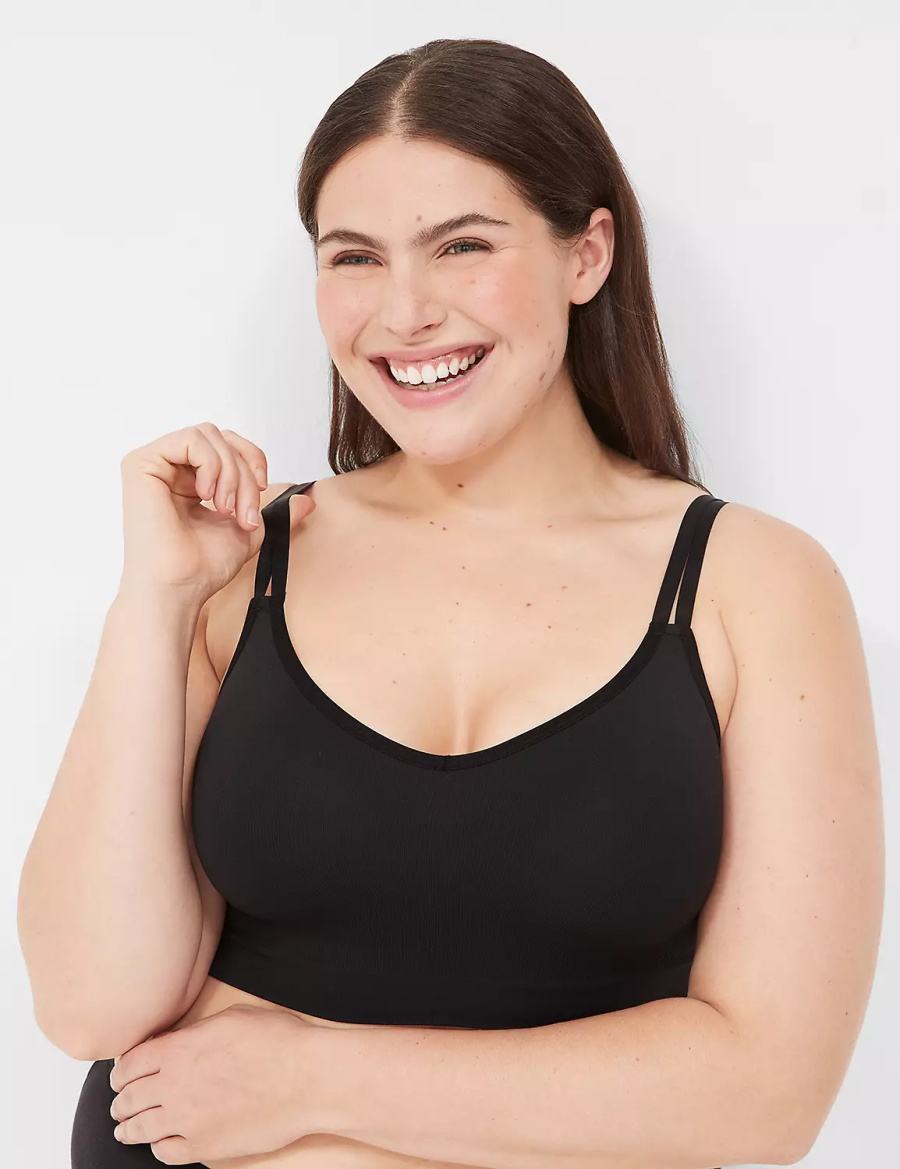 Lane Bryant Strappy Seamless Women Bralettes Black | MES7812QY