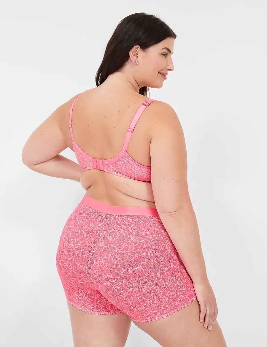 Lane Bryant Stretch Lace Boxer Women Briefs Pink | ESL4685TX