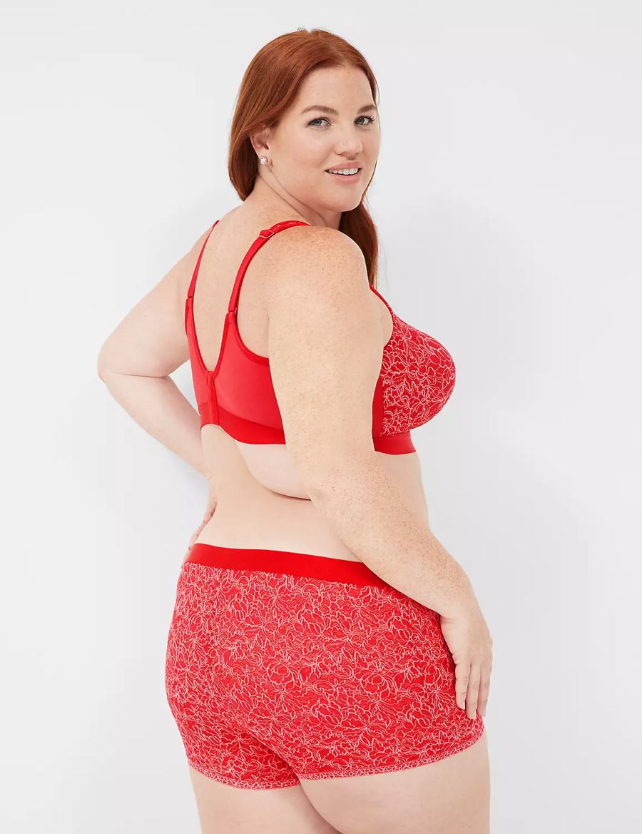 Lane Bryant Stretch Lace Boyfriend Women Briefs Red | CFY2098PW