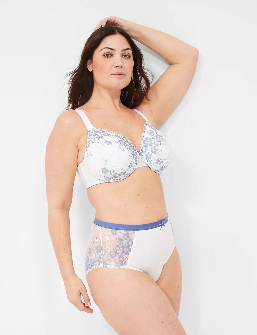 Lane Bryant Stretch Lace Full Women Briefs White | IBF8774RO