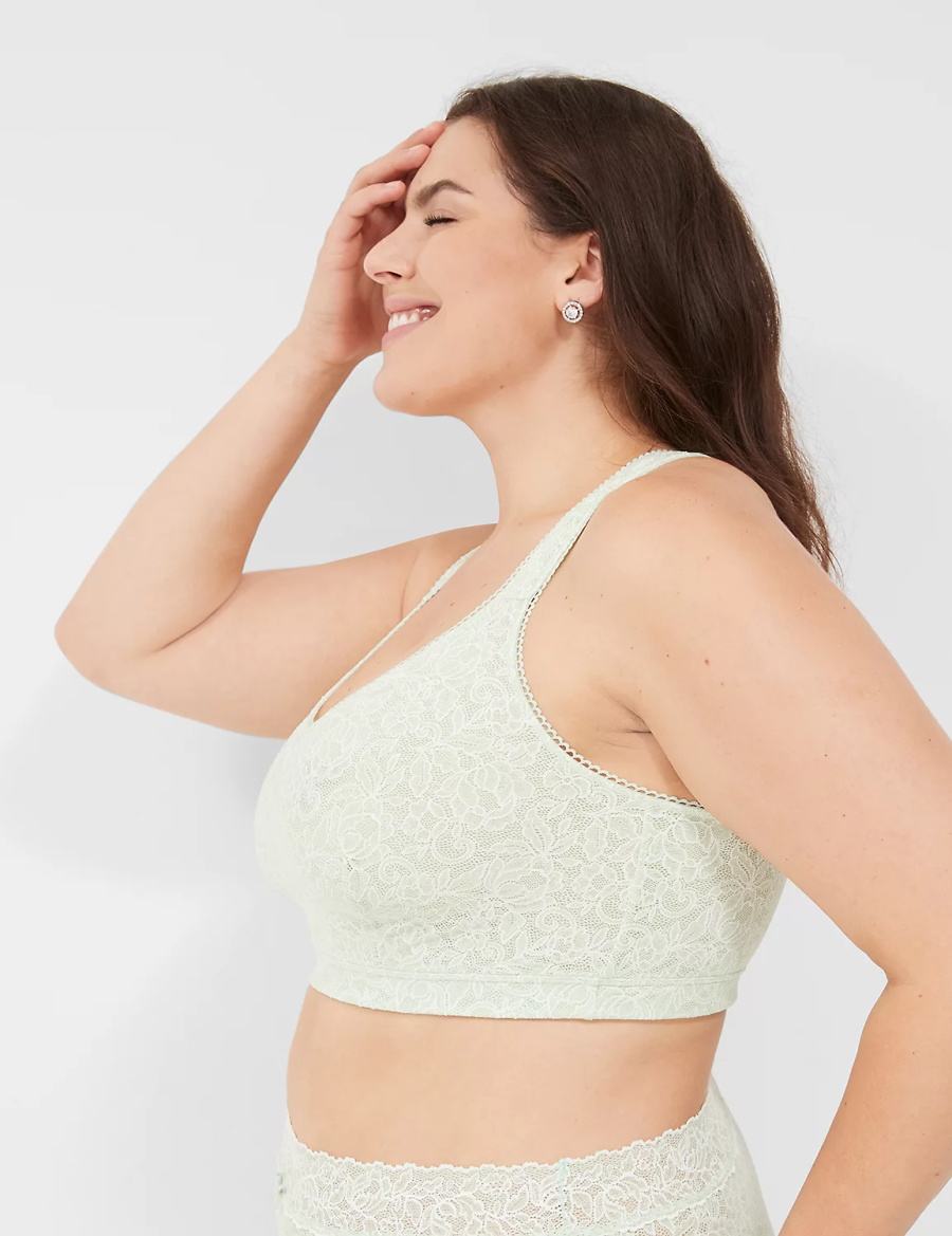 Lane Bryant Stretch Lace Women Bralettes Light Green | QDE583NH