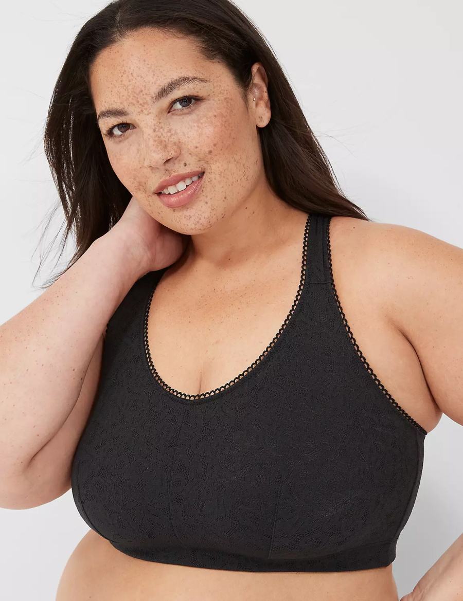 Lane Bryant Stretch Lace Women Bralettes Black | HGI2819XI