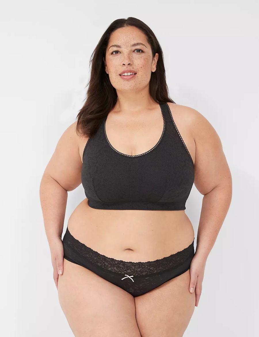 Lane Bryant Stretch Lace Women Bralettes Black | HGI2819XI