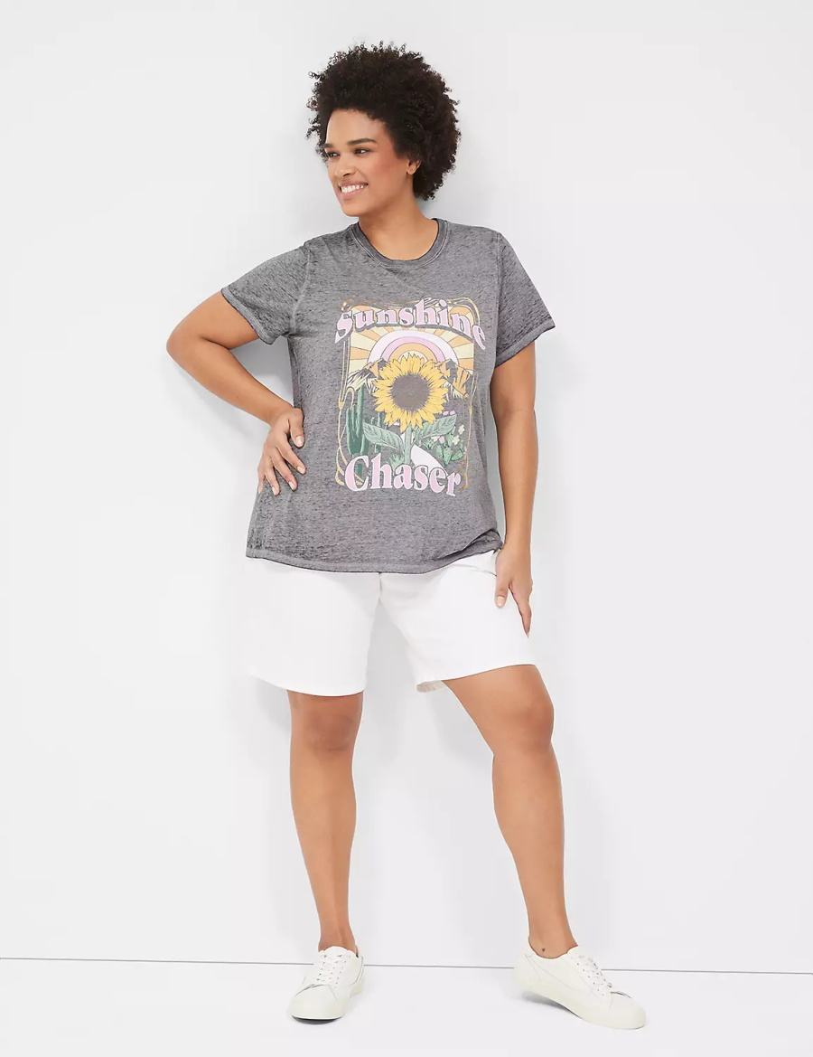 Lane Bryant Sunshine Chaser Graphic Tee Women T Shirts Grey | BCR920FS