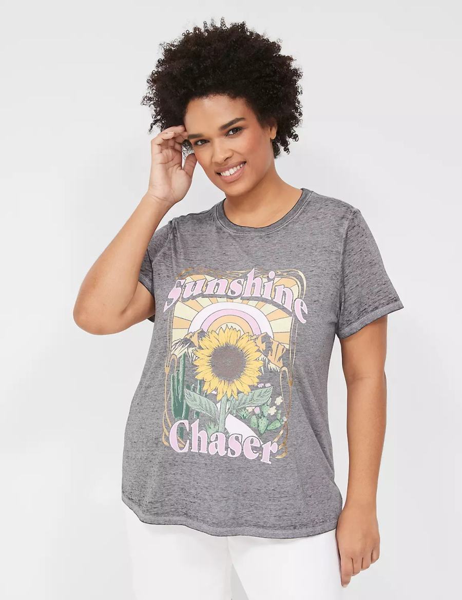 Lane Bryant Sunshine Chaser Graphic Tee Women T Shirts Grey | BCR920FS