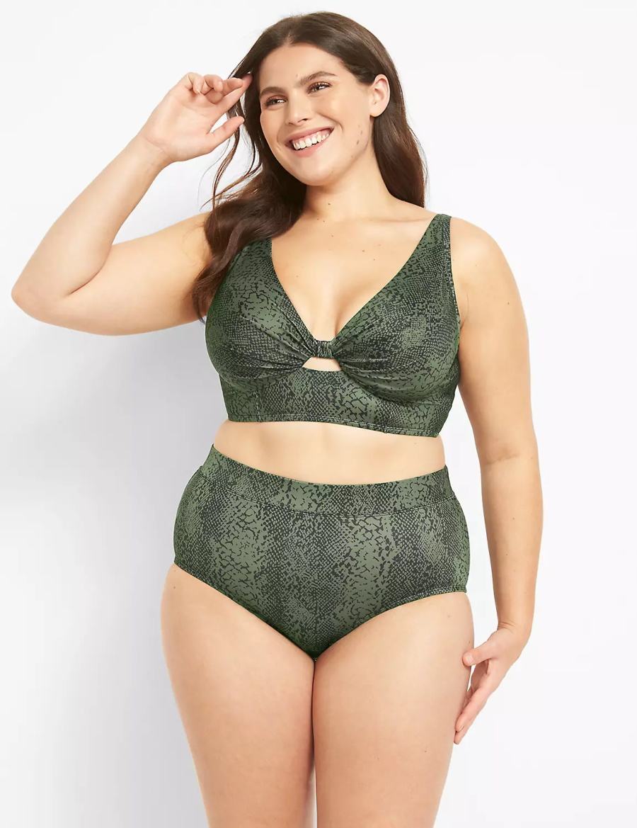 Lane Bryant Swim Women Briefs Dark Green | XDN564JA