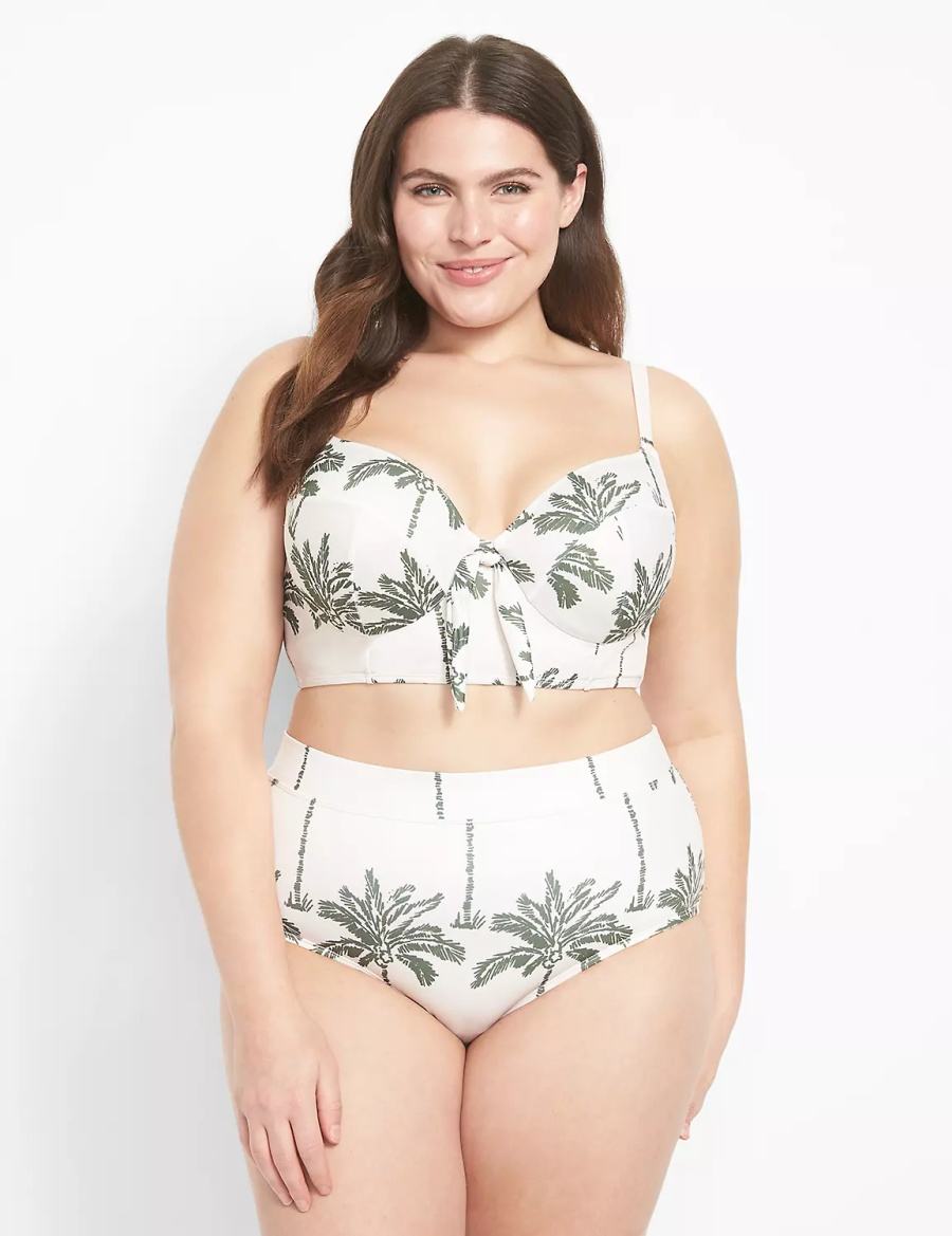 Lane Bryant Swim Women Briefs White Multicolor | WMC84100GC