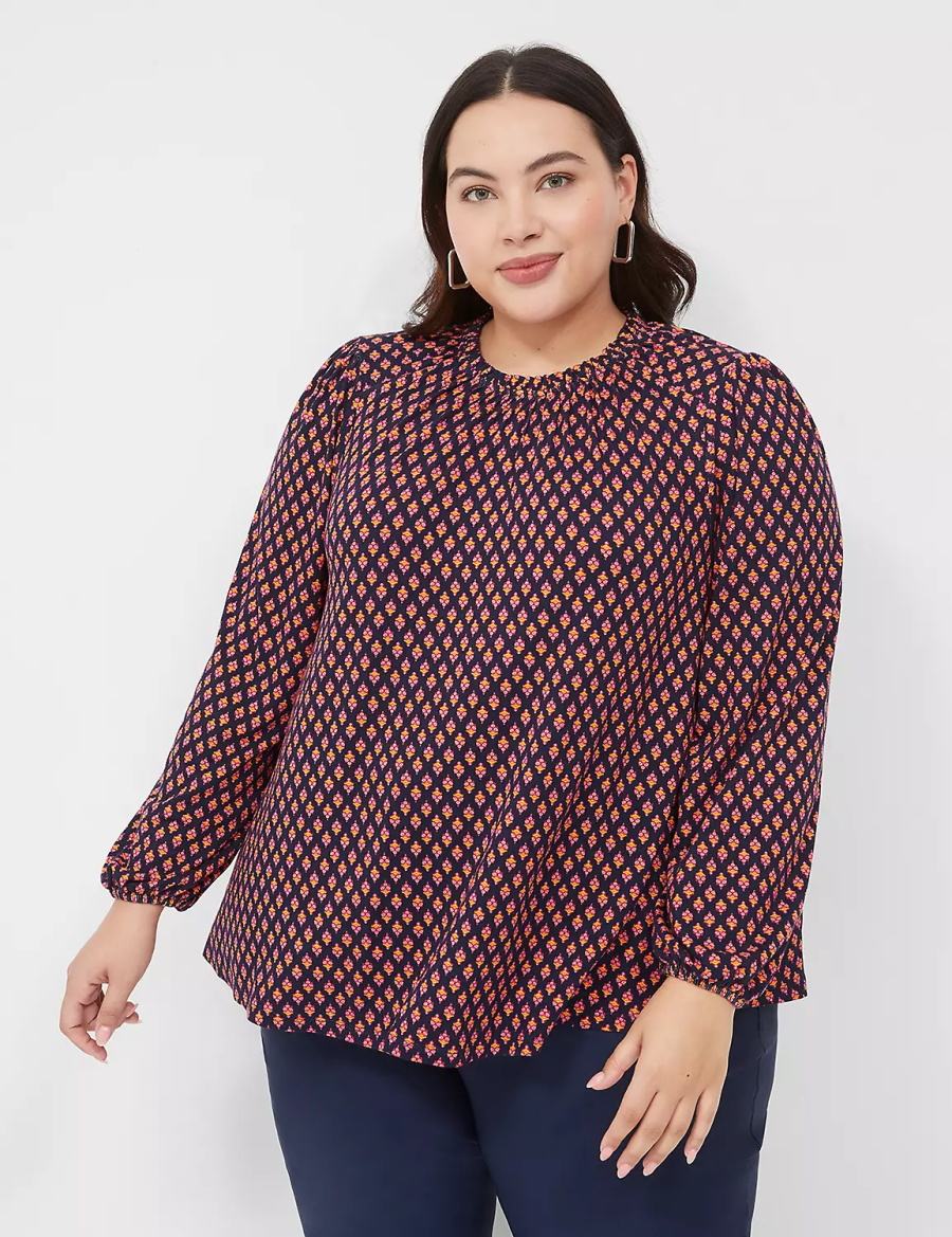 Lane Bryant Swing Crew-Neck Top Women Blouse Coffee | JVR1313KO