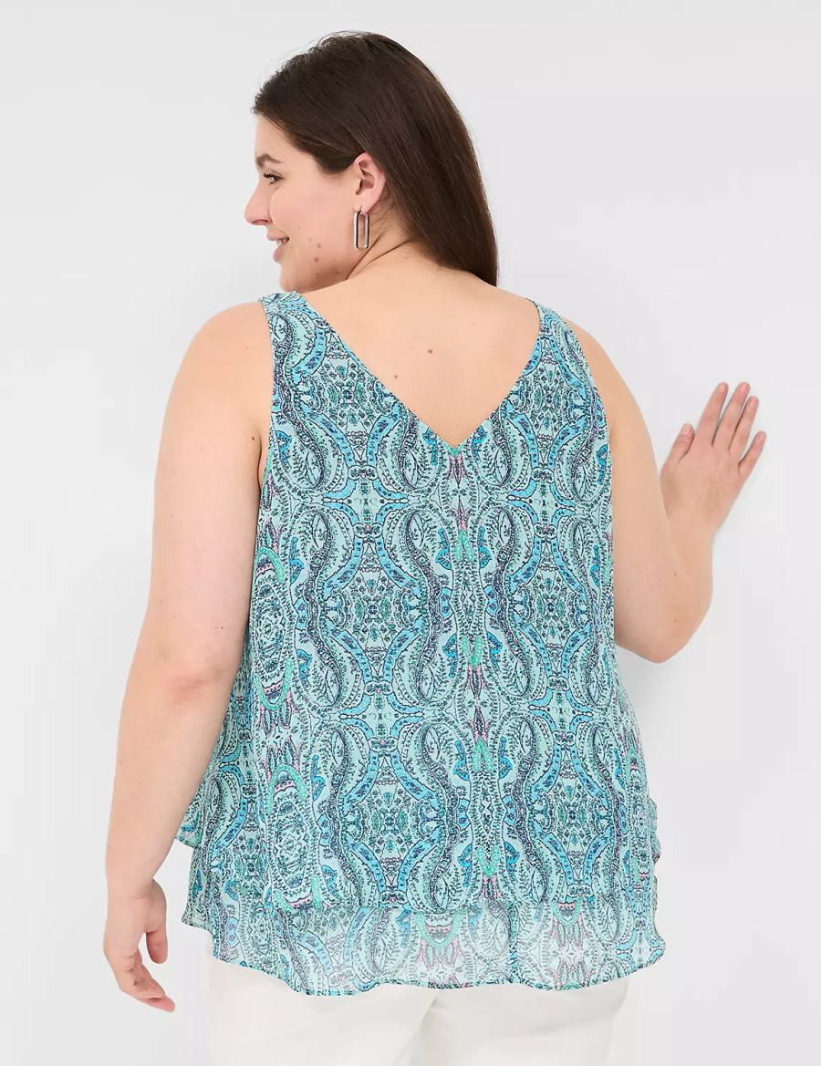 Lane Bryant Swing Double-Layer Chiffon Women Tank Top Turquoise | BKM6210OE