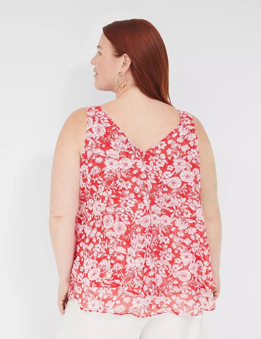 Lane Bryant Swing Double-Layer Chiffon Women Tank Top Red | ADE8537NN