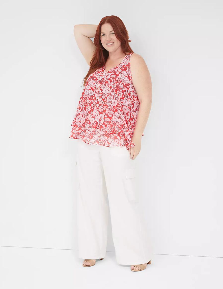 Lane Bryant Swing Double-Layer Chiffon Women Tank Top Red | ADE8537NN