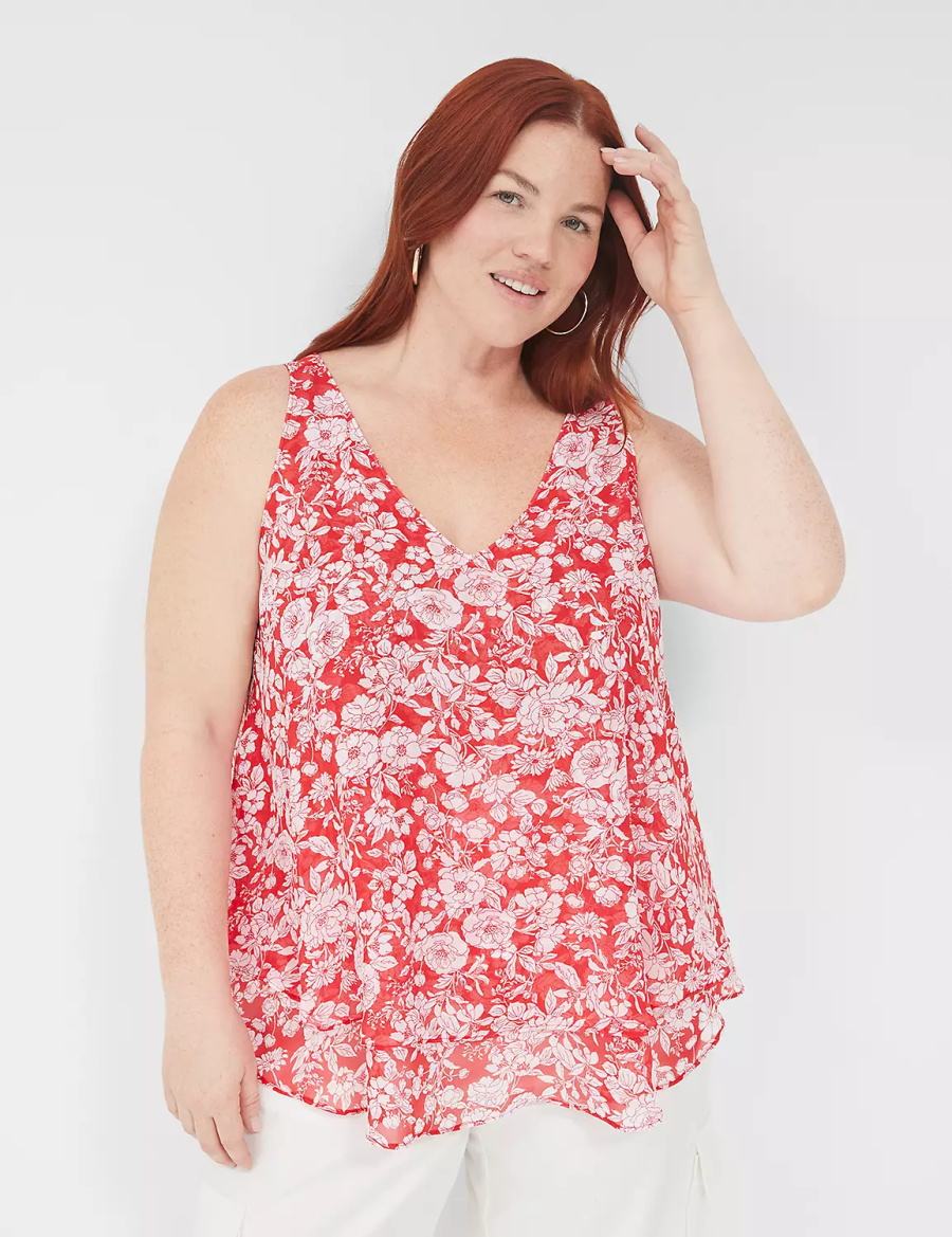 Lane Bryant Swing Double-Layer Chiffon Women Tank Top Red | ADE8537NN