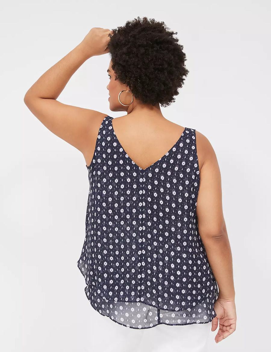 Lane Bryant Swing Double-Layer Chiffon Women Tank Top Purple | QPV239MN