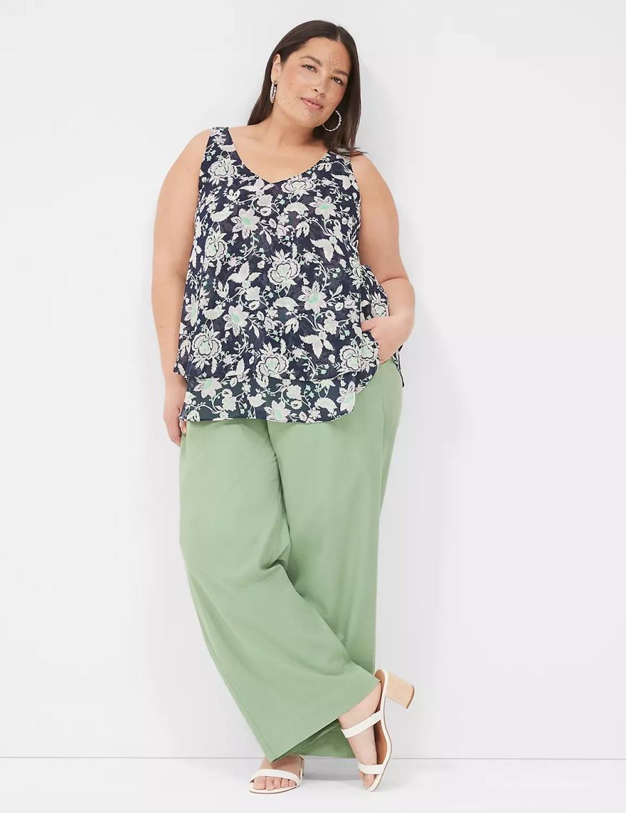 Lane Bryant Swing Double-Layer Chiffon Women Tank Top Navy Purple | FFC7983WB