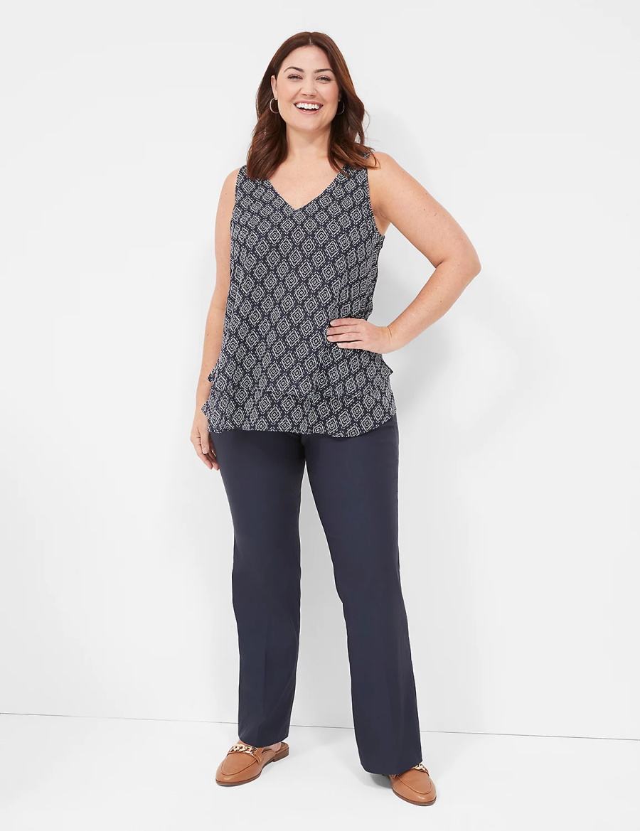 Lane Bryant Swing Double-Layer Chiffon Women Tank Top Navy | XTV3445FF