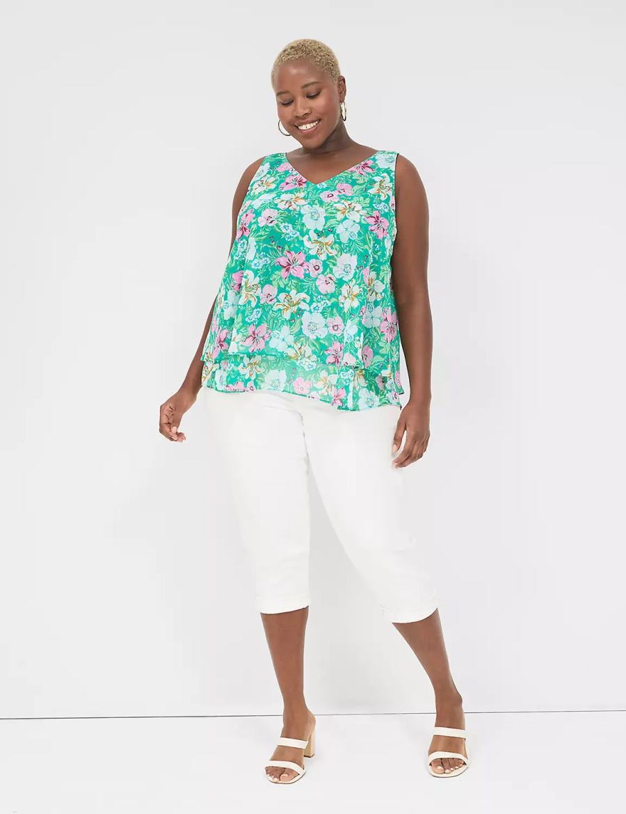 Lane Bryant Swing Double-Layer Chiffon Women Tank Top Light Turquoise | LWC8515UH