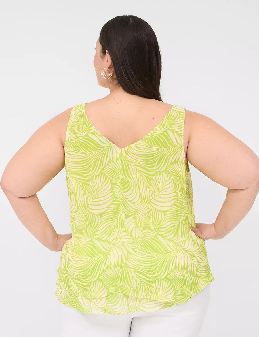 Lane Bryant Swing Double-Layer Chiffon Women Tank Top Light Green | PKR8875JT