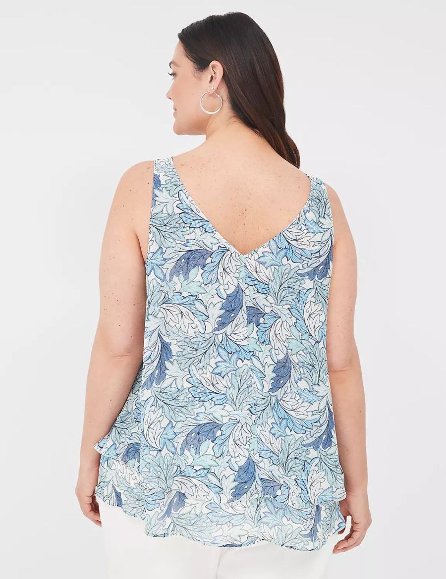 Lane Bryant Swing Double-Layer Chiffon Women Tank Top Blue | YEC1533TZ