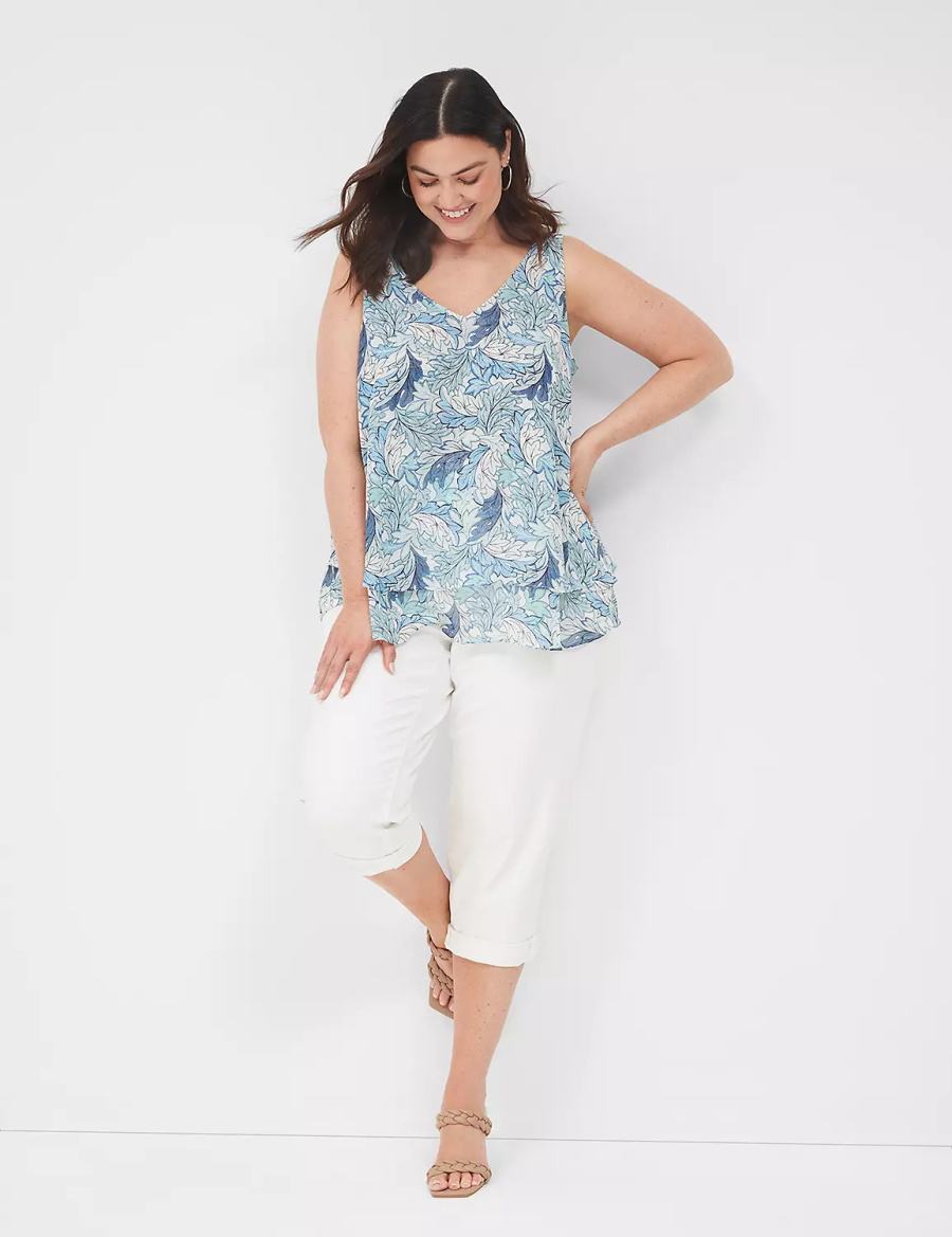 Lane Bryant Swing Double-Layer Chiffon Women Tank Top Blue | YEC1533TZ