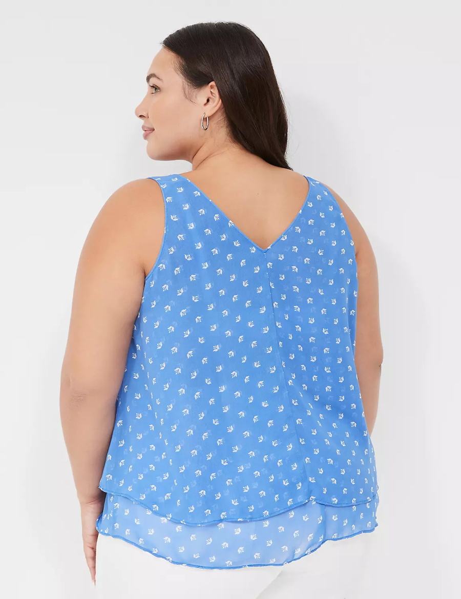 Lane Bryant Swing Double-Layer Chiffon Women Tank Top Blue | JPK10054FF