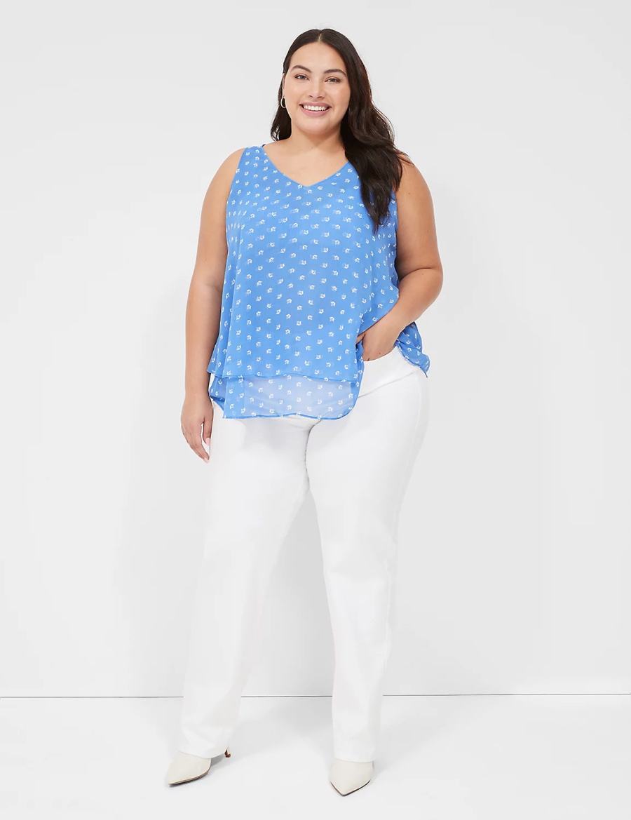 Lane Bryant Swing Double-Layer Chiffon Women Tank Top Blue | JPK10054FF