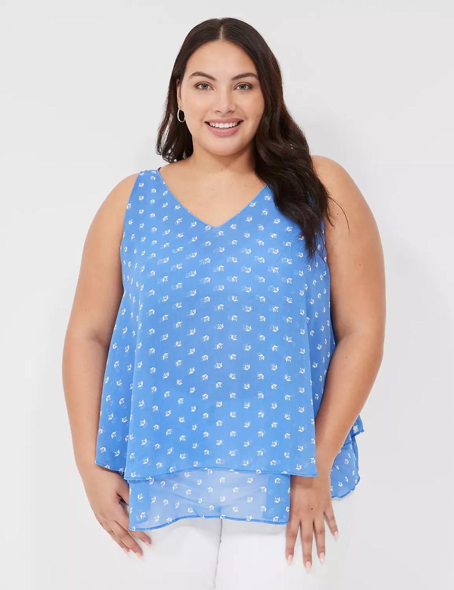 Lane Bryant Swing Double-Layer Chiffon Women Tank Top Blue | JPK10054FF