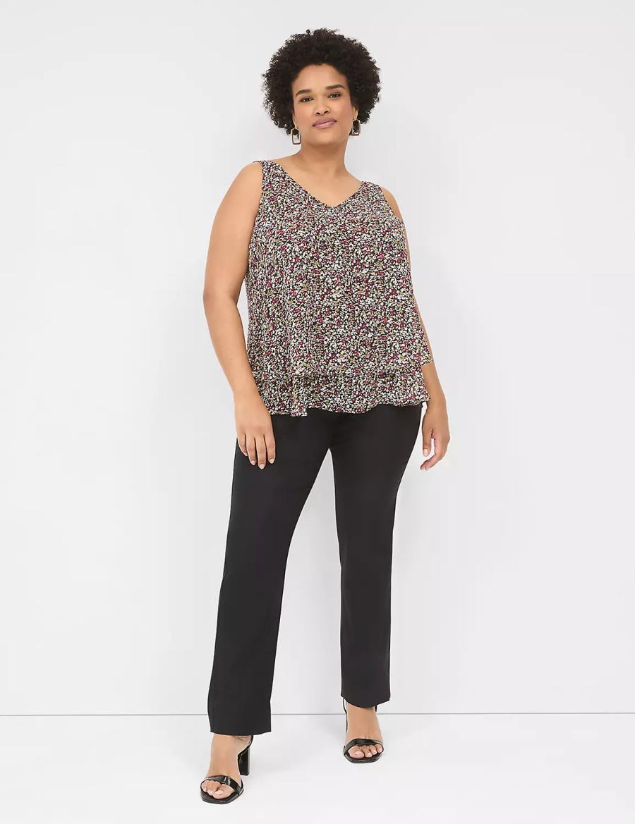 Lane Bryant Swing Double-Layer Chiffon Women Tank Top Black Multicolor | IVP4691MN