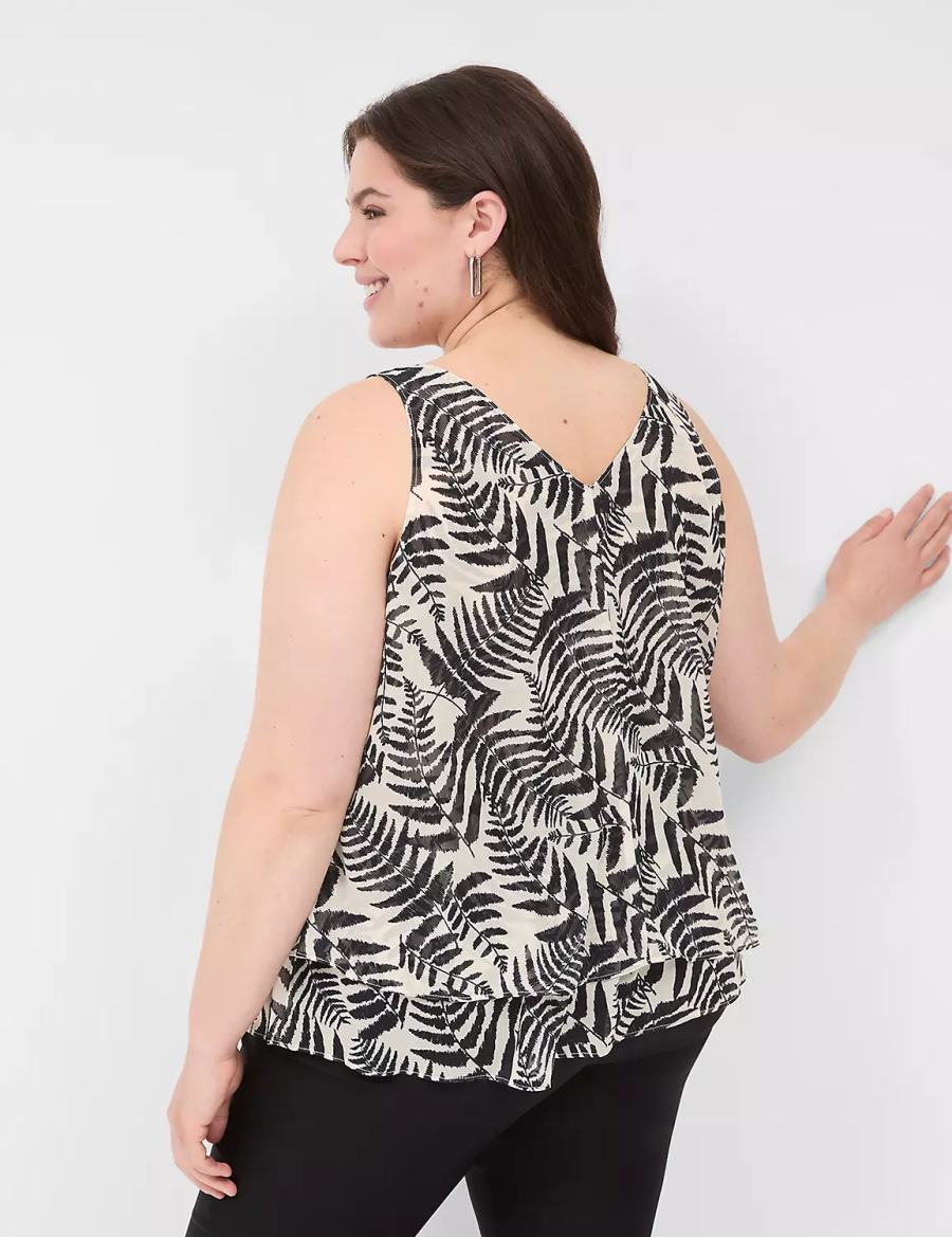 Lane Bryant Swing Double-Layer Chiffon Women Tank Top Black | PHA9782GQ