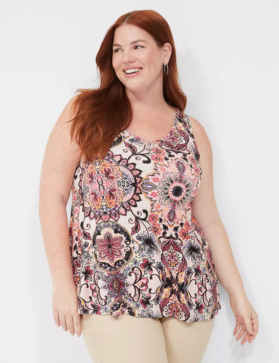 Lane Bryant Swing V-Neck Women Tank Top Multicolor | ZJN1912AP