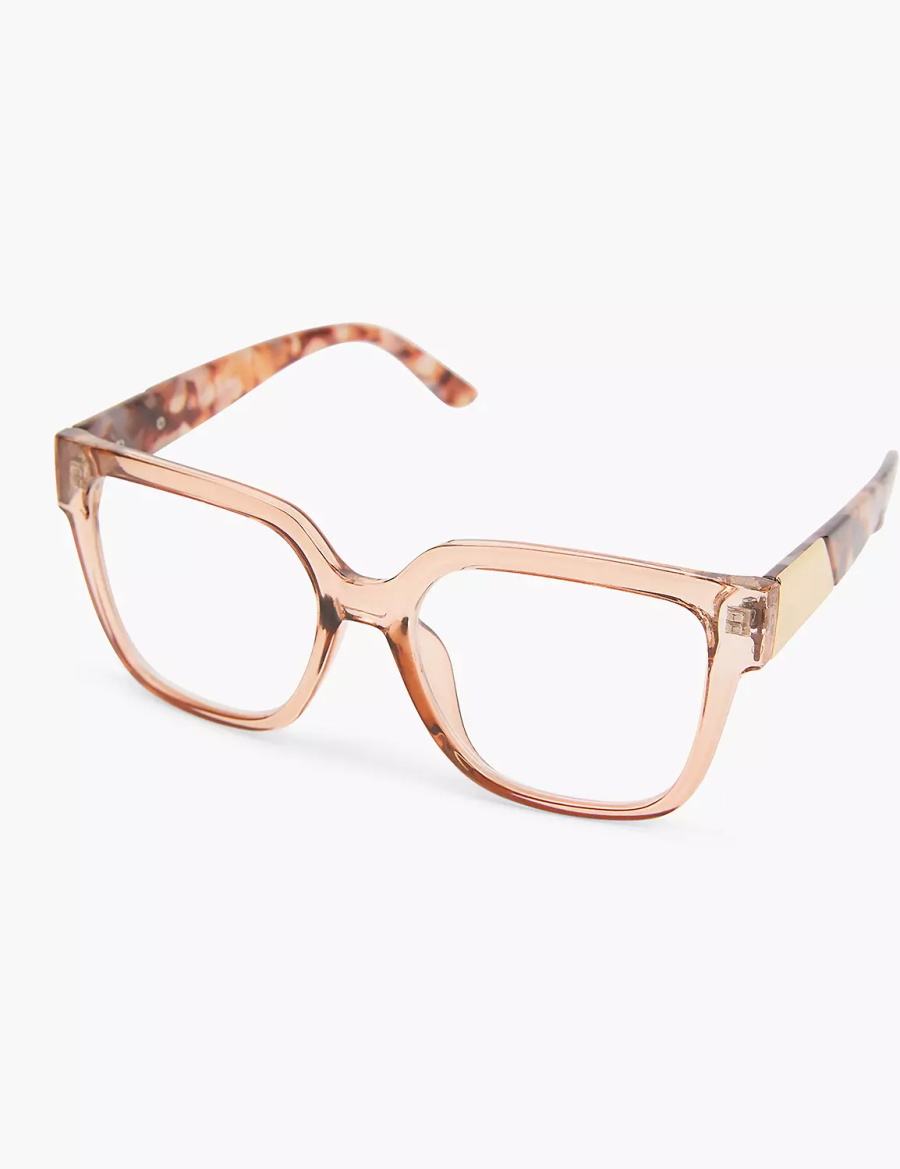 Lane Bryant Tan Crystal & Tortoiseshell Print Cateye Reading Women Glasses Beige | LZB5334VK