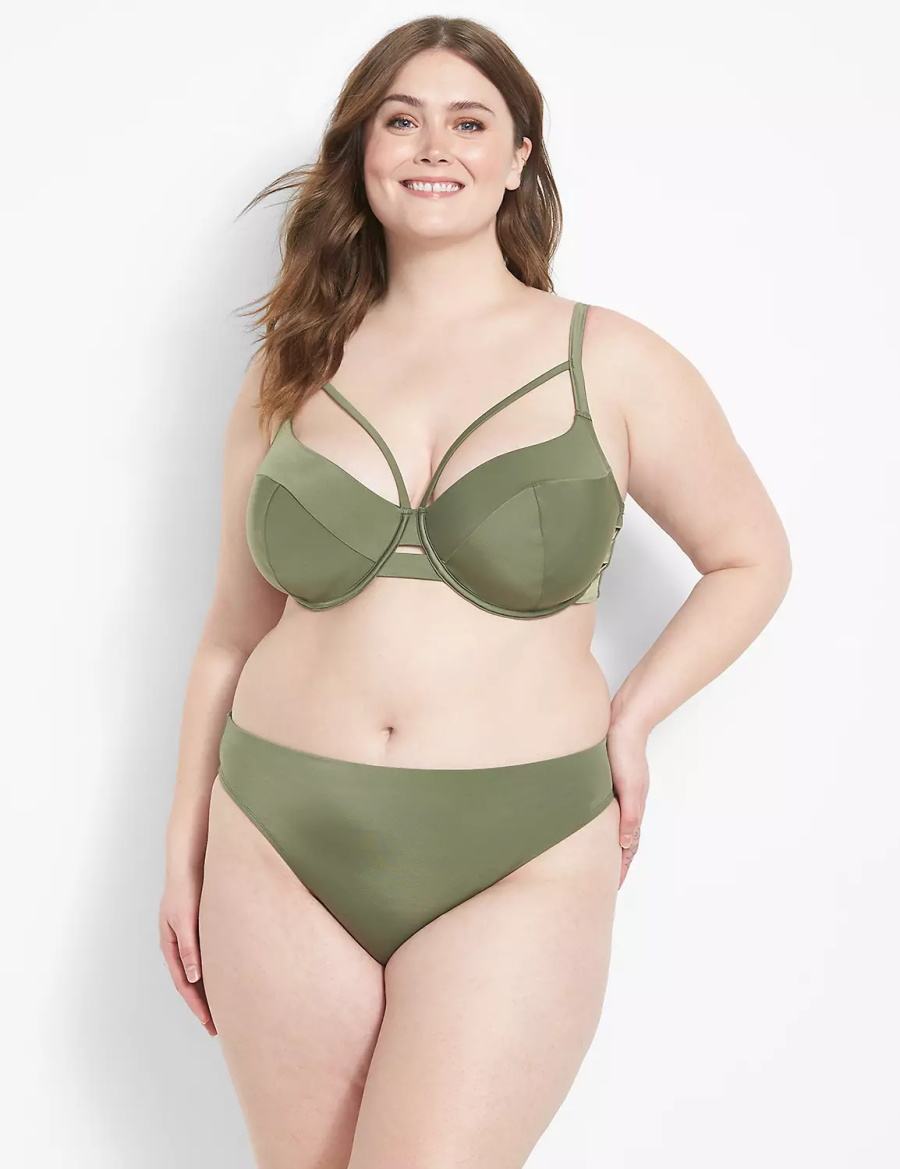 Lane Bryant Tanga Swim Women Briefs Dark Green | NGA482NY