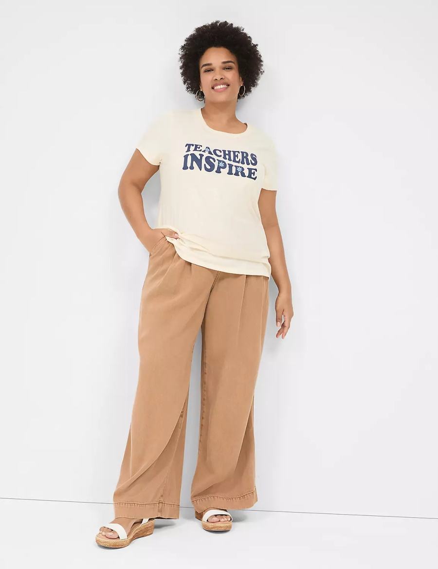 Lane Bryant Teachers Inspire Graphic Tee Women T Shirts White | XJW853ZH