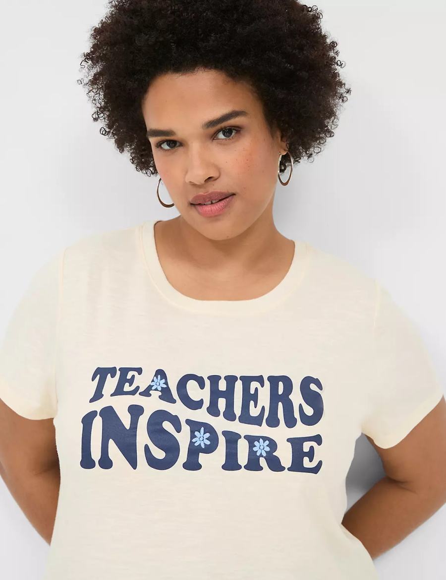 Lane Bryant Teachers Inspire Graphic Tee Women T Shirts White | XJW853ZH